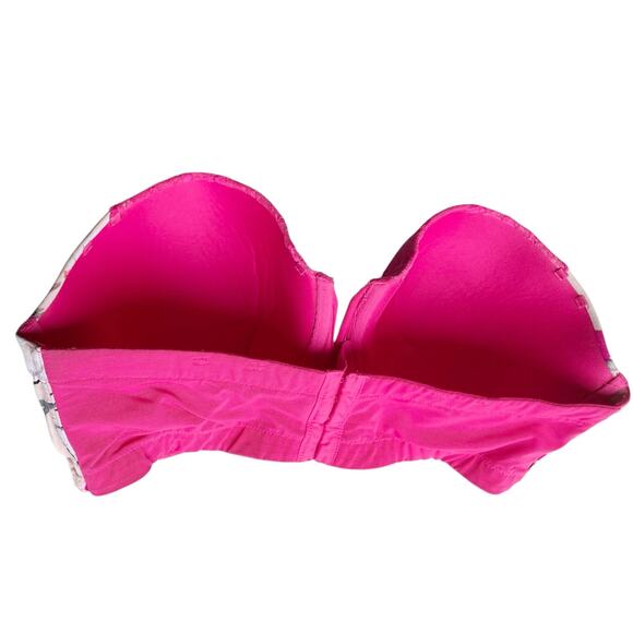 Cacique Lightly Lined Multi-way Strapless Bra Size 40DDD Floral Print Pink Lace - Picture 2 of 16